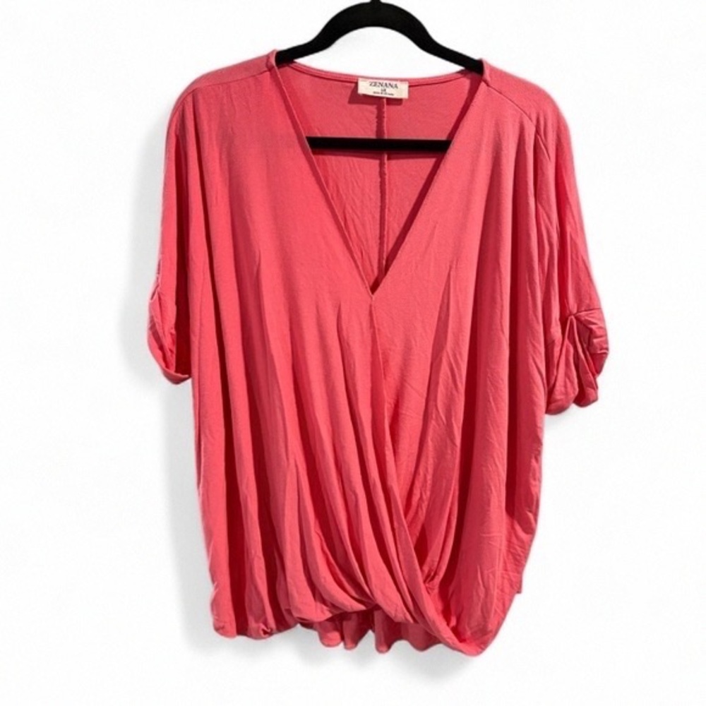 Gibson Coral Drape Blouse